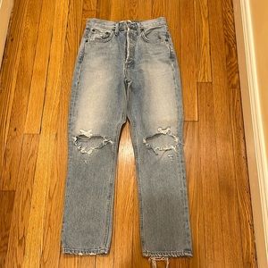 Agolde Riley Cropped Distressed Denim